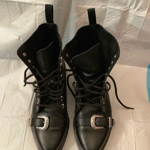 Dr Martens Ulima Black Leather Combat Buckle Boots Women's Sz. 9 US Sold Out​​​ - Picture 10 of 14
